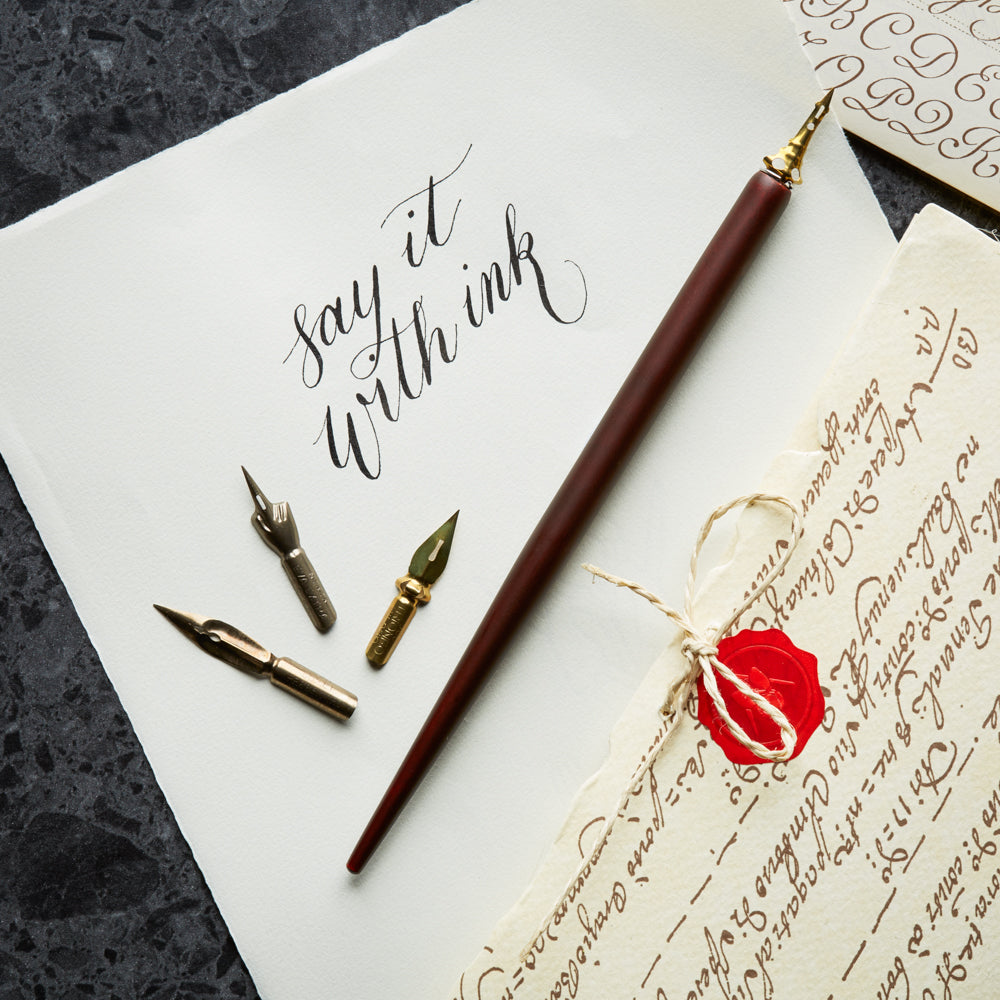 Wooden Quill Calligraphy Set