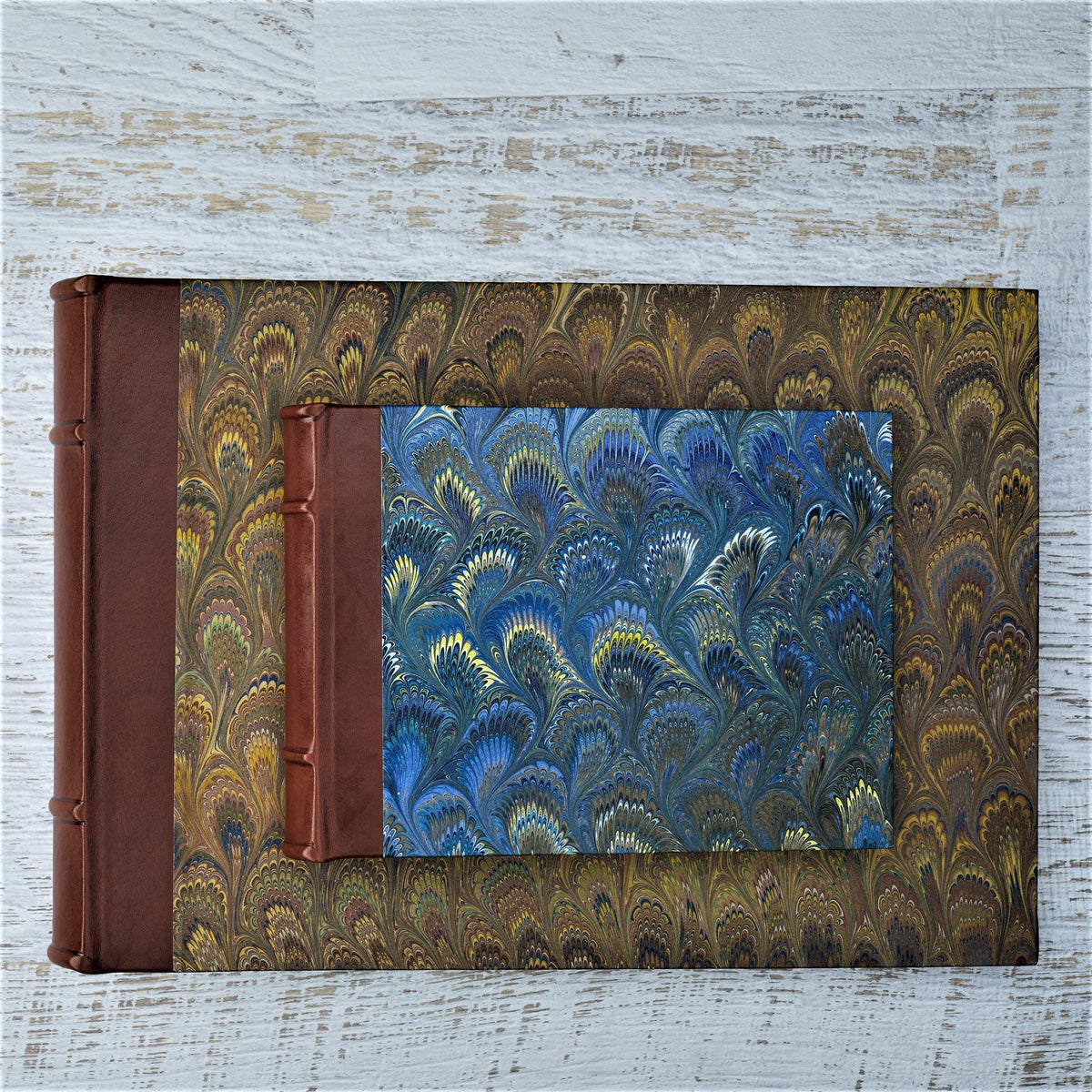 Hand Marbled Album with Leather Spine