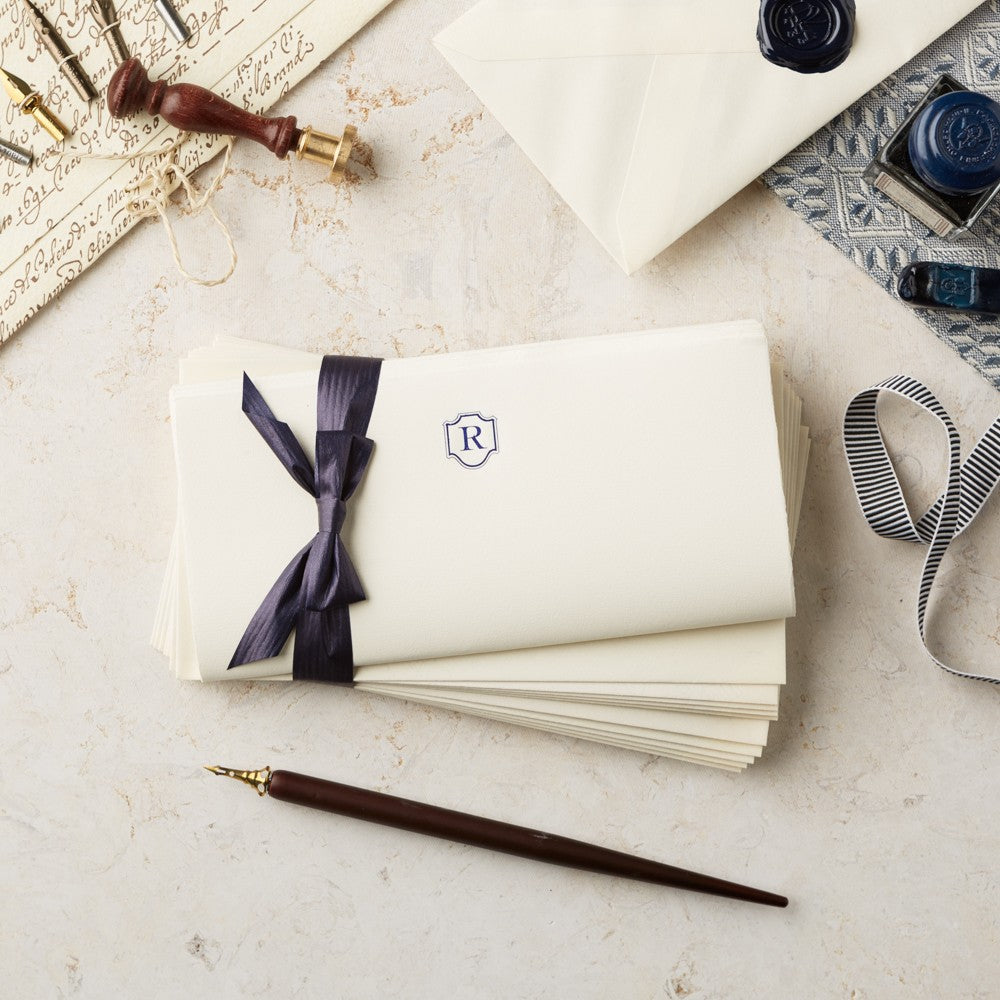 Deckle Edge Monogrammed Paper and Envelope