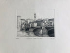 Original Florence Etching - Ponte Vecchio
