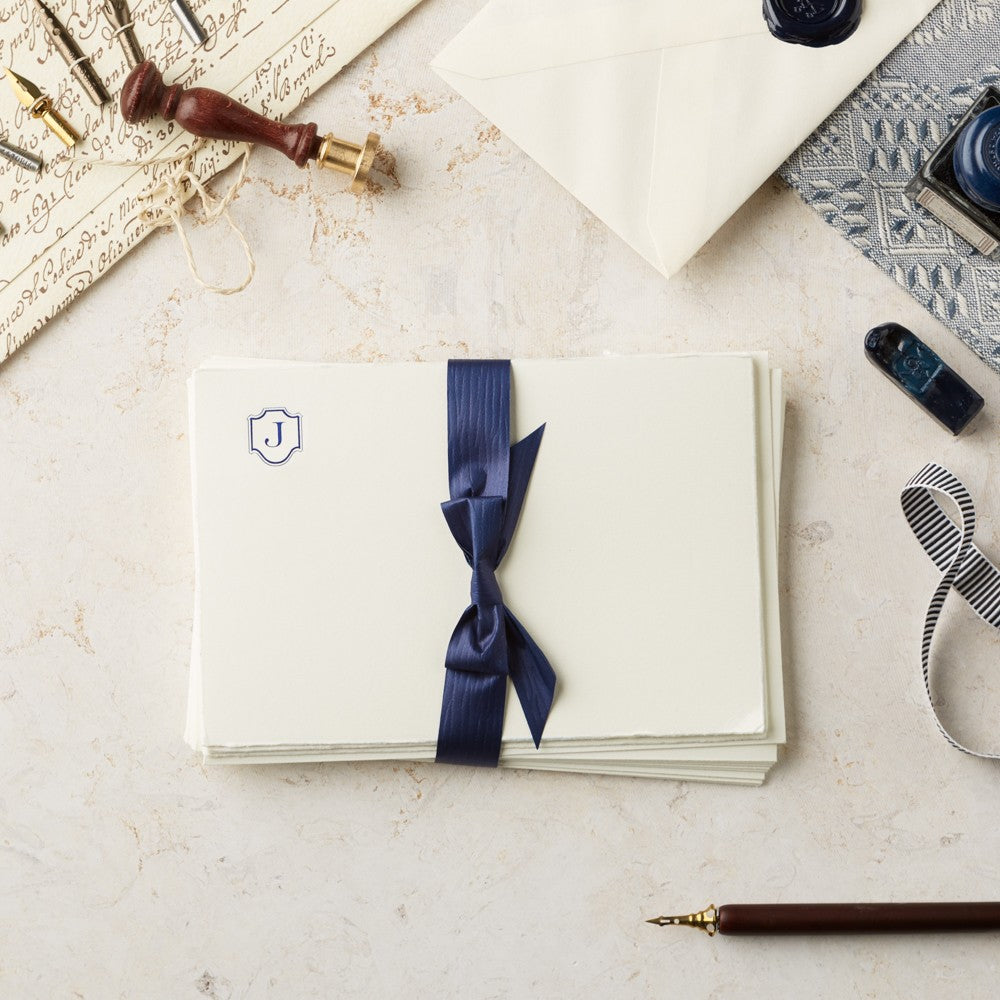 Deckle Edge Monogrammed Correspondence Card and Envelope