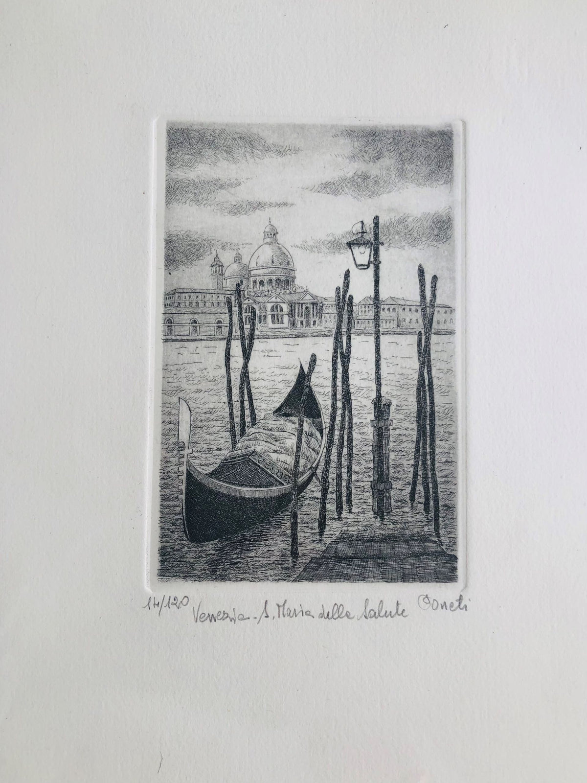 Original Venice Etching - Santa Maria della Salute