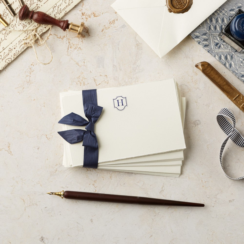 Deckle Edge Monogrammed Note Card and Envelope
