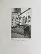 Original Florence Etching - Ponte Vecchio (part)