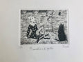 Original Italian Etching - Pinocchio and the cricket