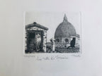 Original Florence Etching - Cats on the rooftop