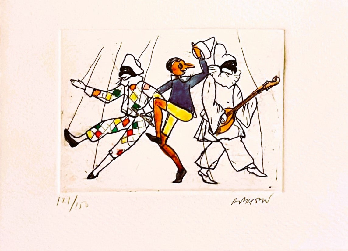 Original Pinocchio Etching Card & Envelope