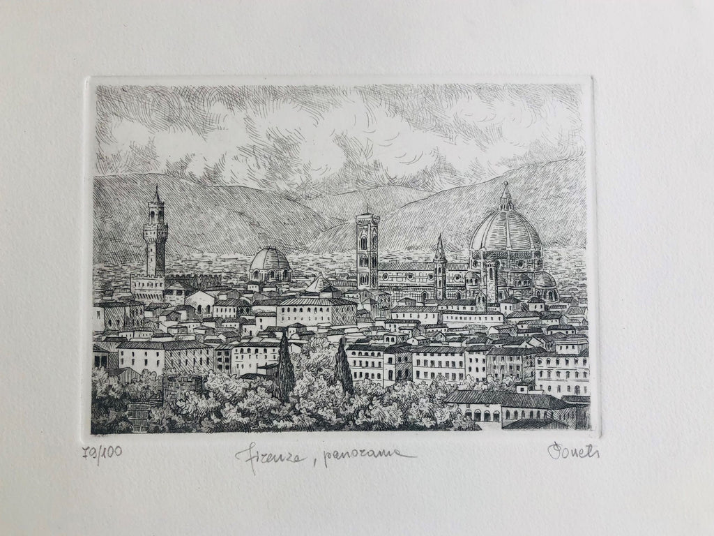 Original Florence Etching - Panorama