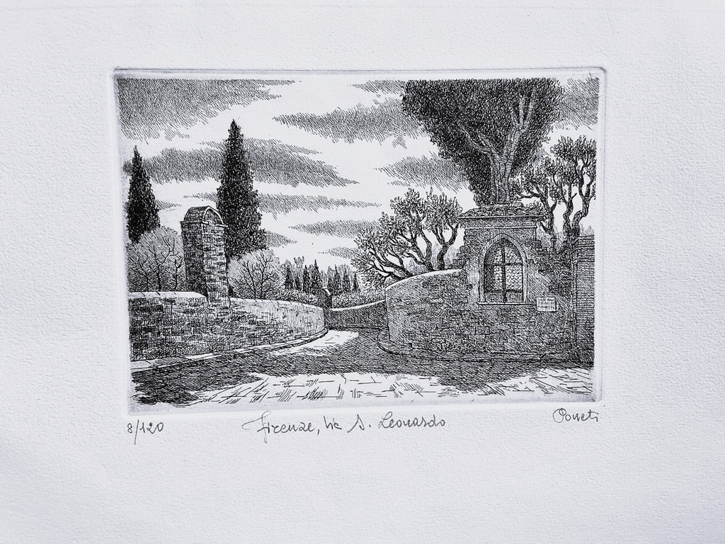 Original Tuscany Etching - Via San Leonardo