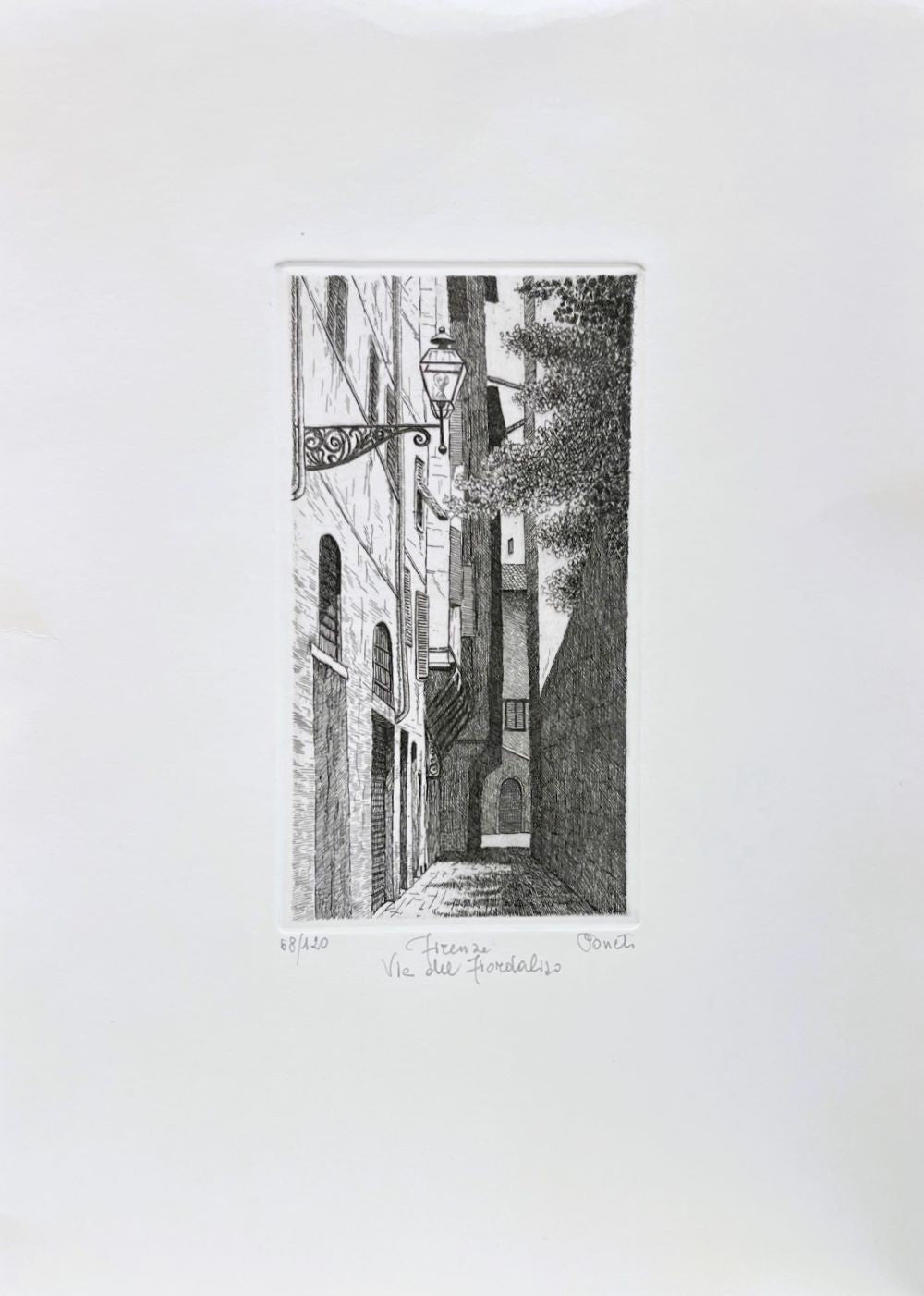 Original Florence Etching - Via del Fiordaliso