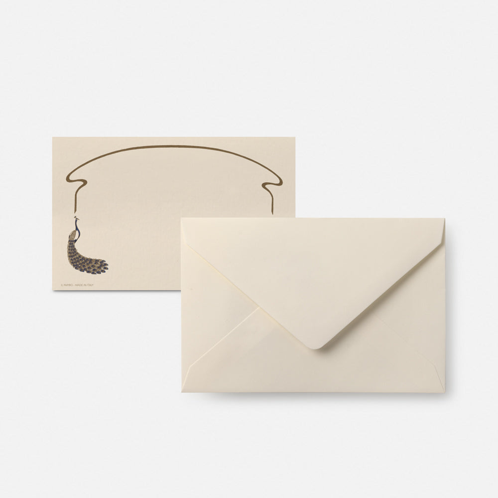 Navy and Gold Peacock Stationery Set