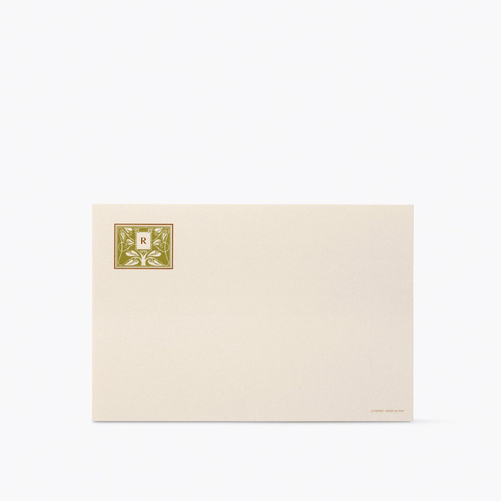 Green Monogrammed Correspondence Card and Envelope