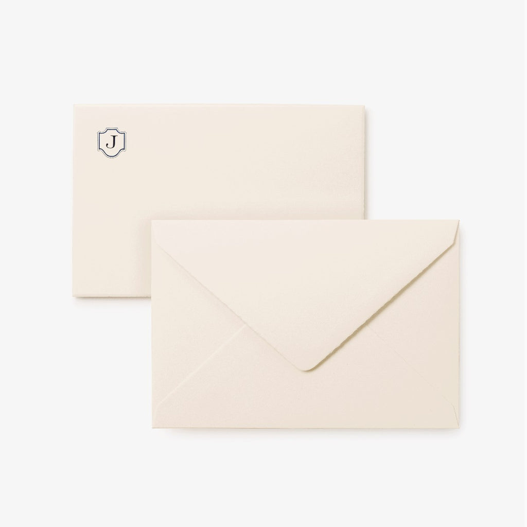 Deckle Edge Monogrammed Correspondence Card and Envelope
