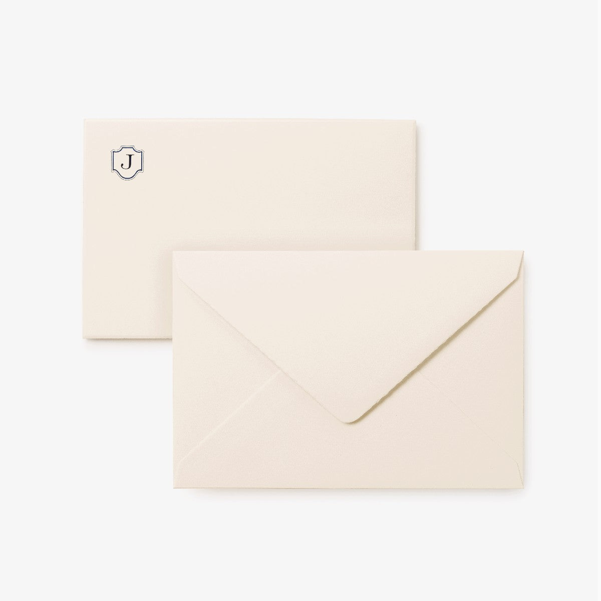 Deckle Edge Monogrammed Correspondence Card and Envelope