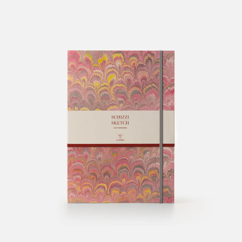 Marbled Paper Sketch Book - Soft Cover - Unlined - With Elastic