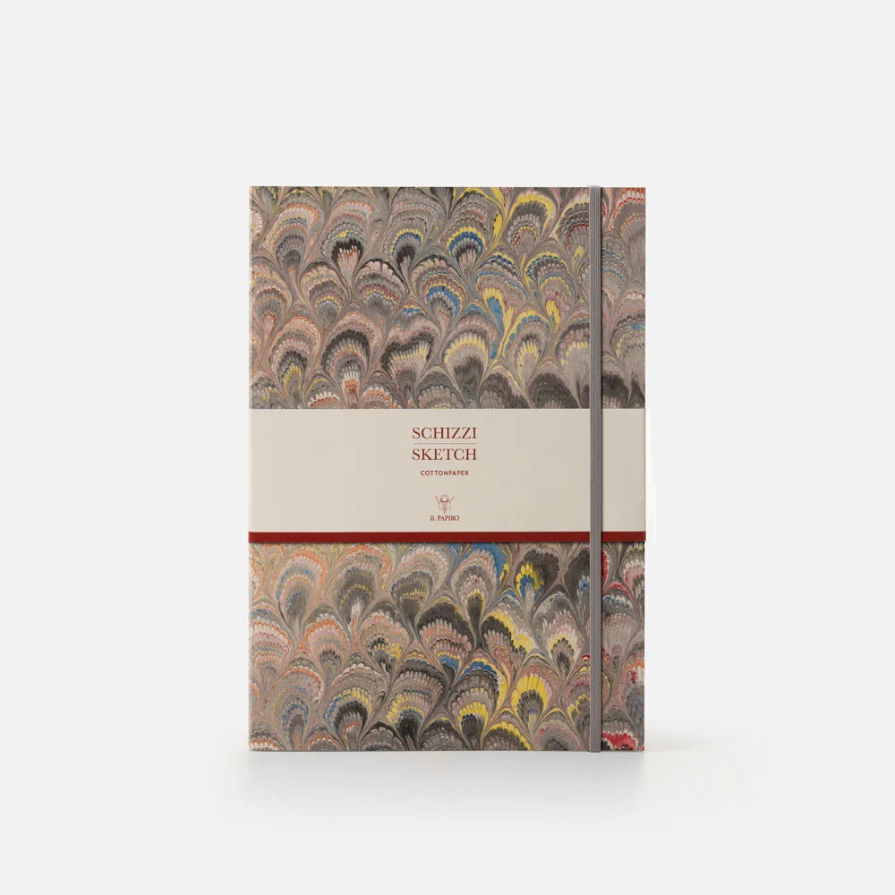 Marbled Paper Sketch Book - Soft Cover - Unlined - With Elastic