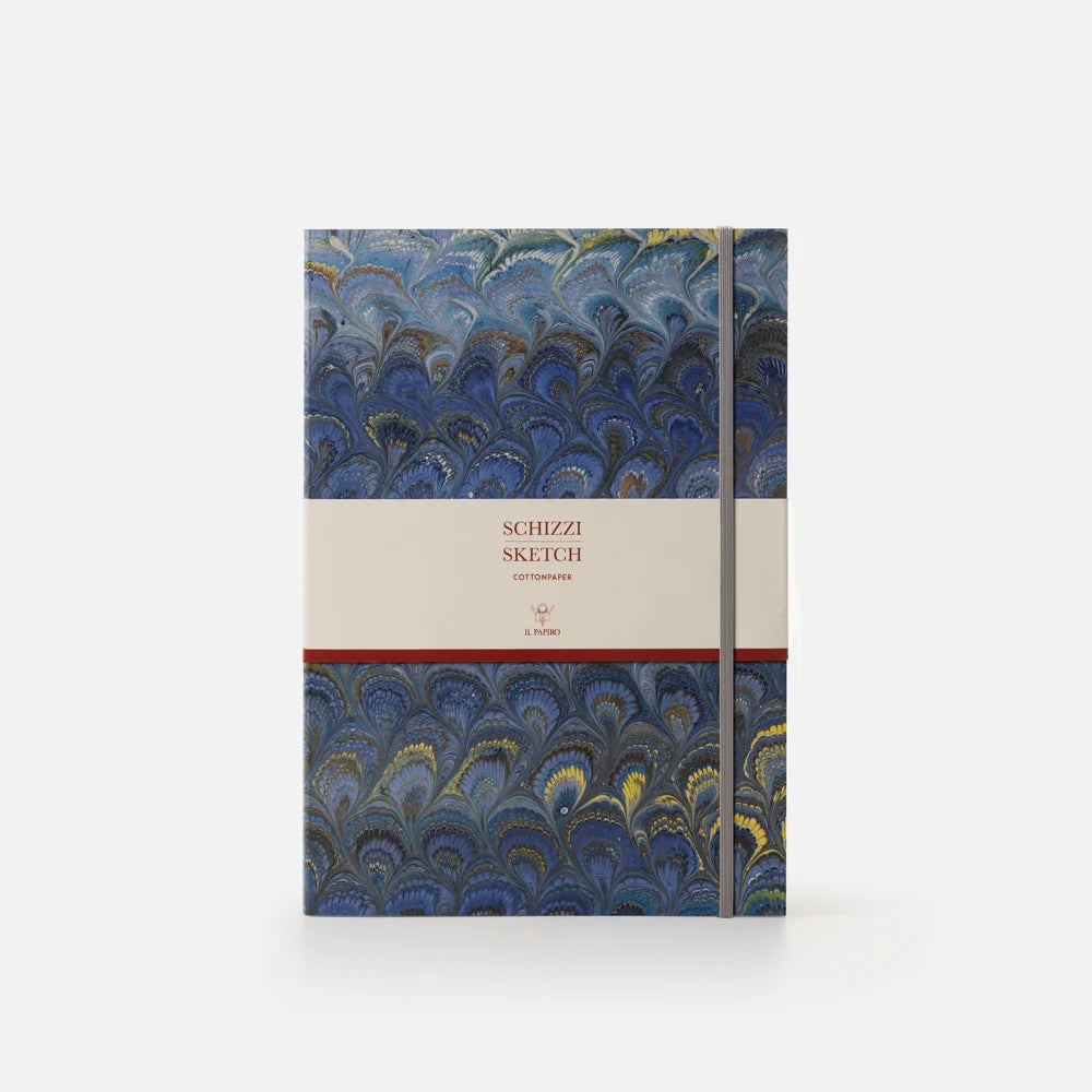 Marbled Paper Sketch Book - Soft Cover - Unlined - With Elastic