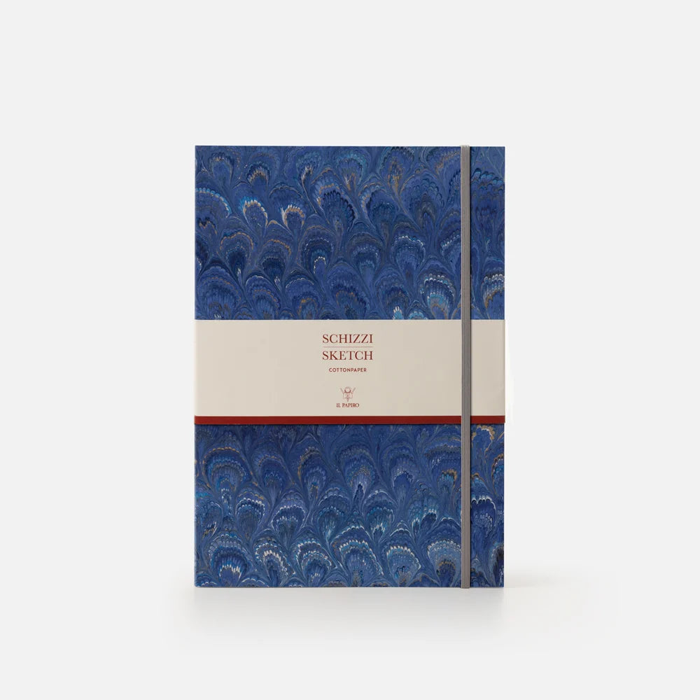 Marbled Paper Sketch Book - Soft Cover - Unlined - With Elastic