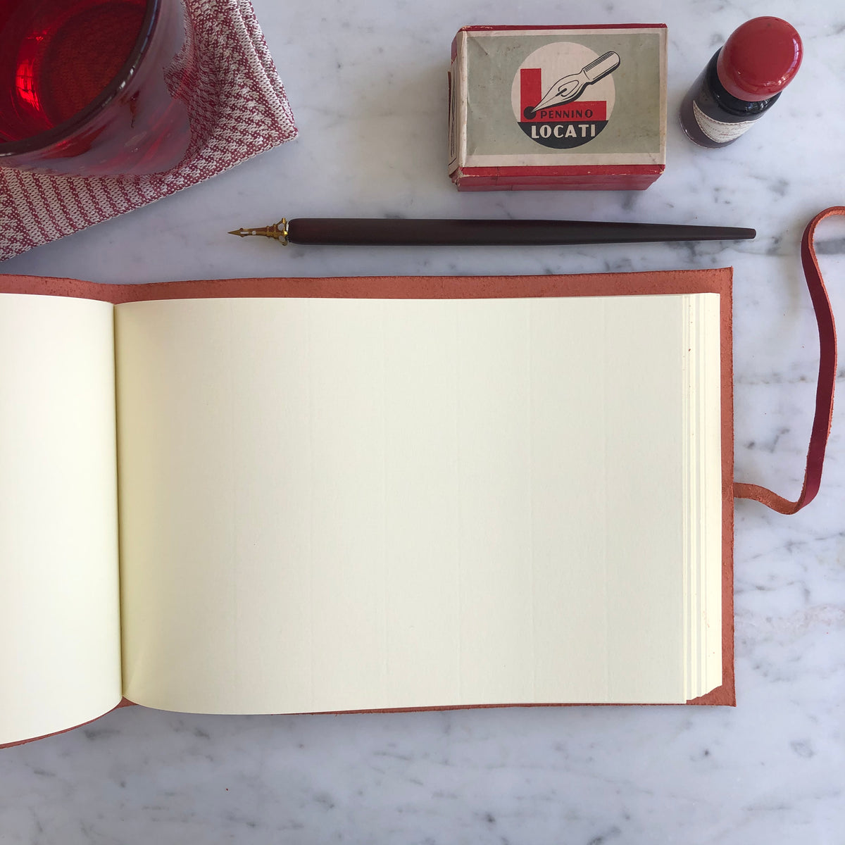 Leather Journal - Soft Cover - Unlined - With Tie - Landscape