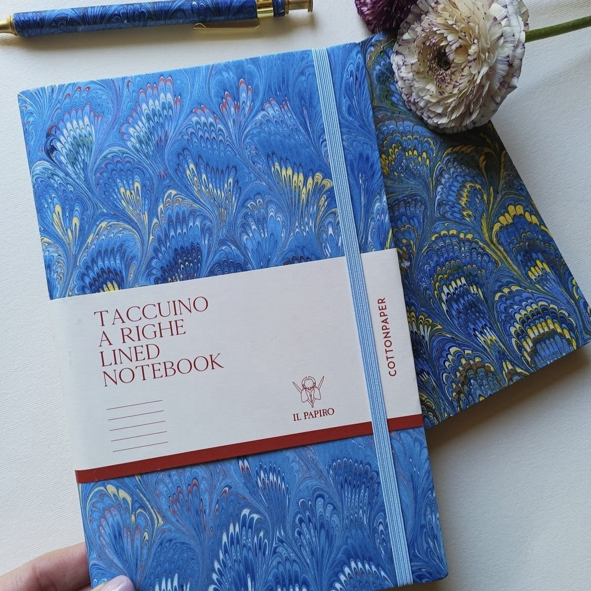 Marbled Paper Journal - Soft Cover - Lined - With Elastic