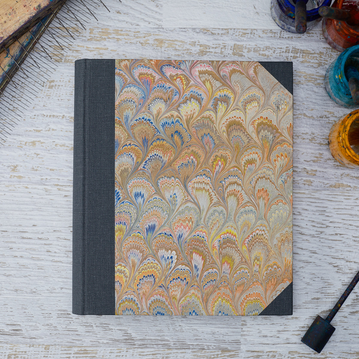 Marbled Paper Album with Canvas Spine