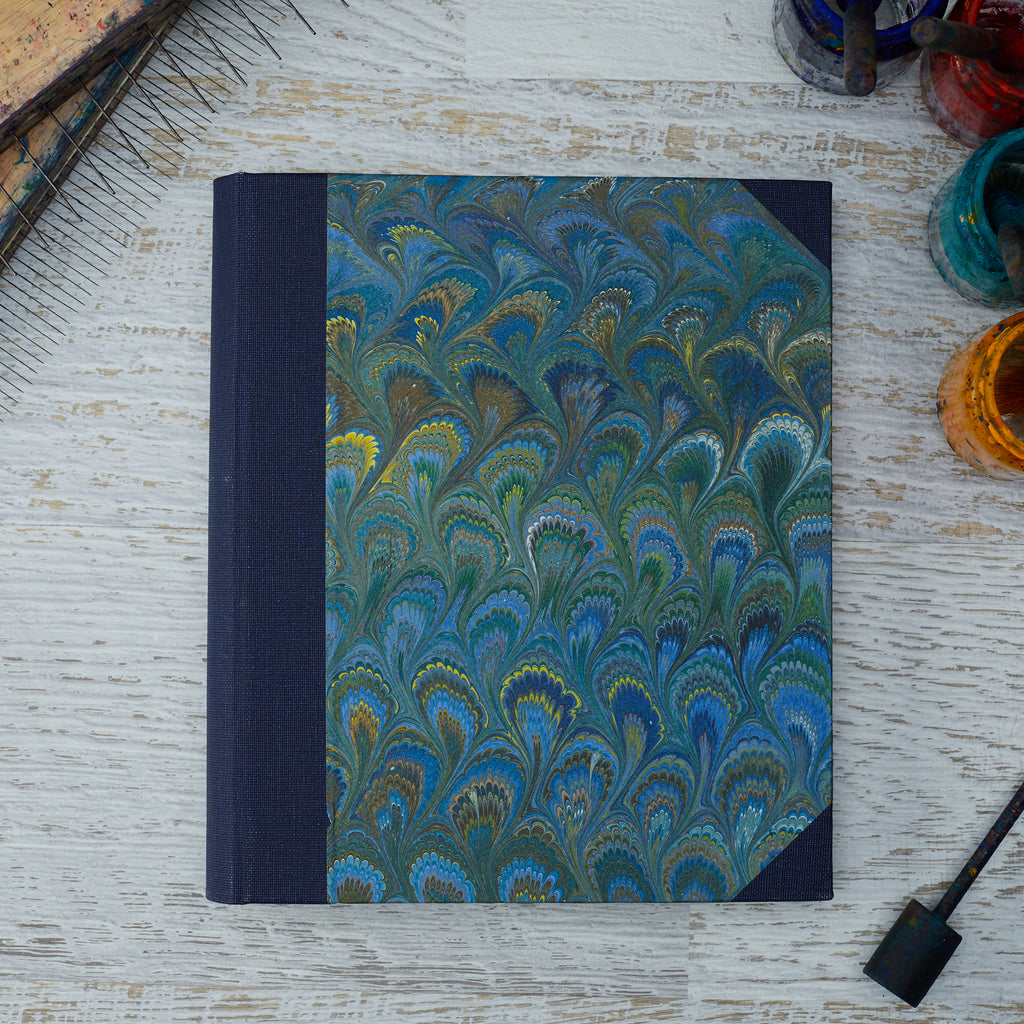 Marbled Paper Album with Canvas Spine