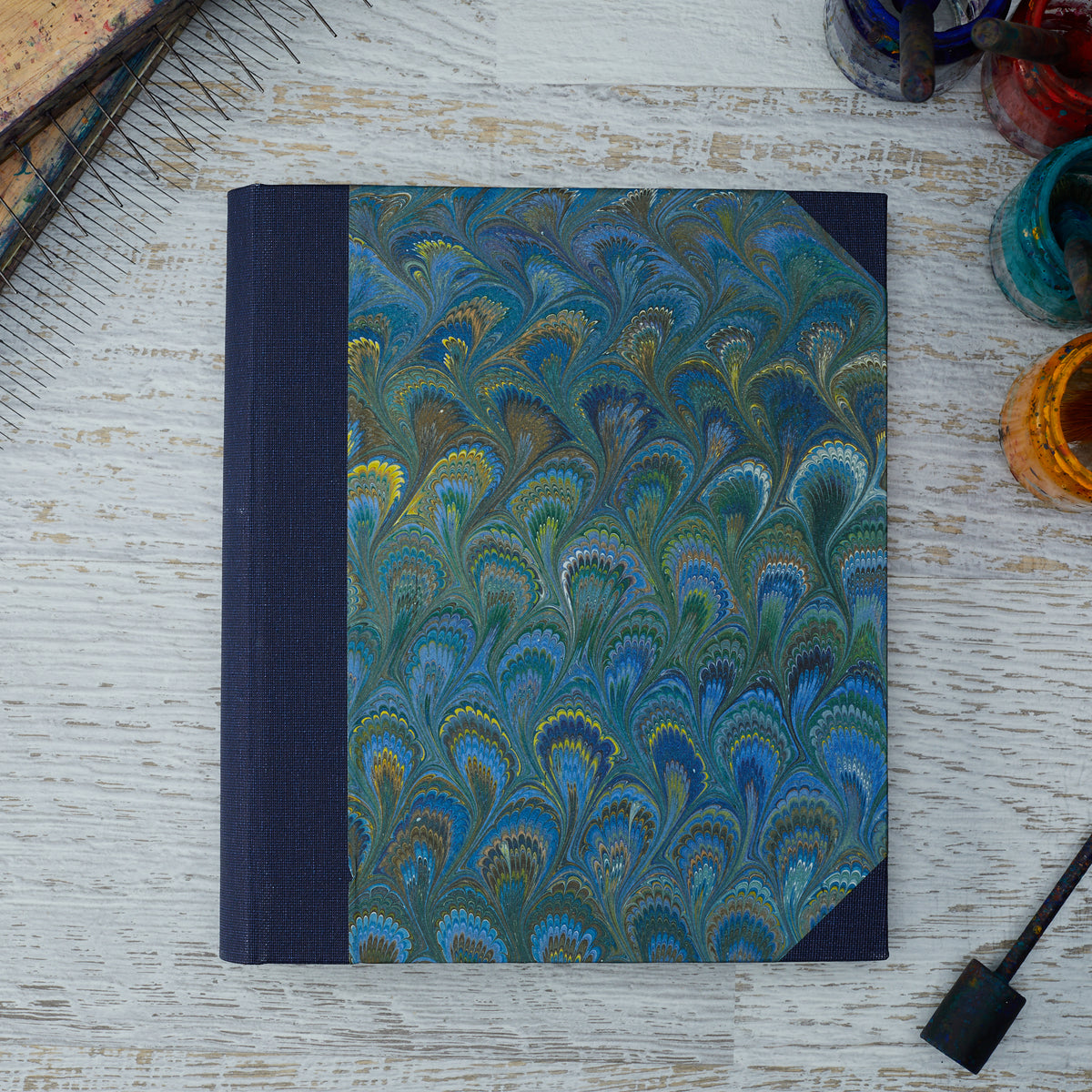 Marbled Paper Album with Canvas Spine
