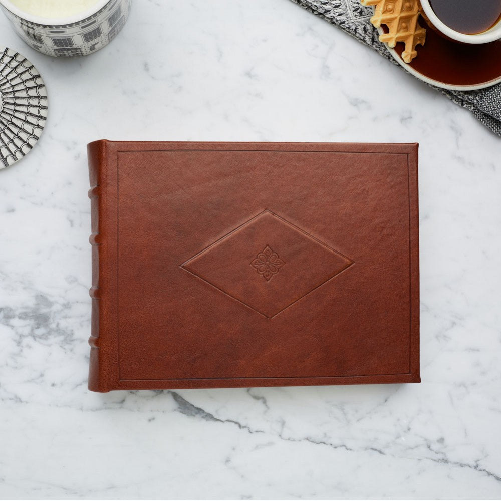 Leather Journal - Hard Cover - Unlined - Landscape - Diamond Emboss