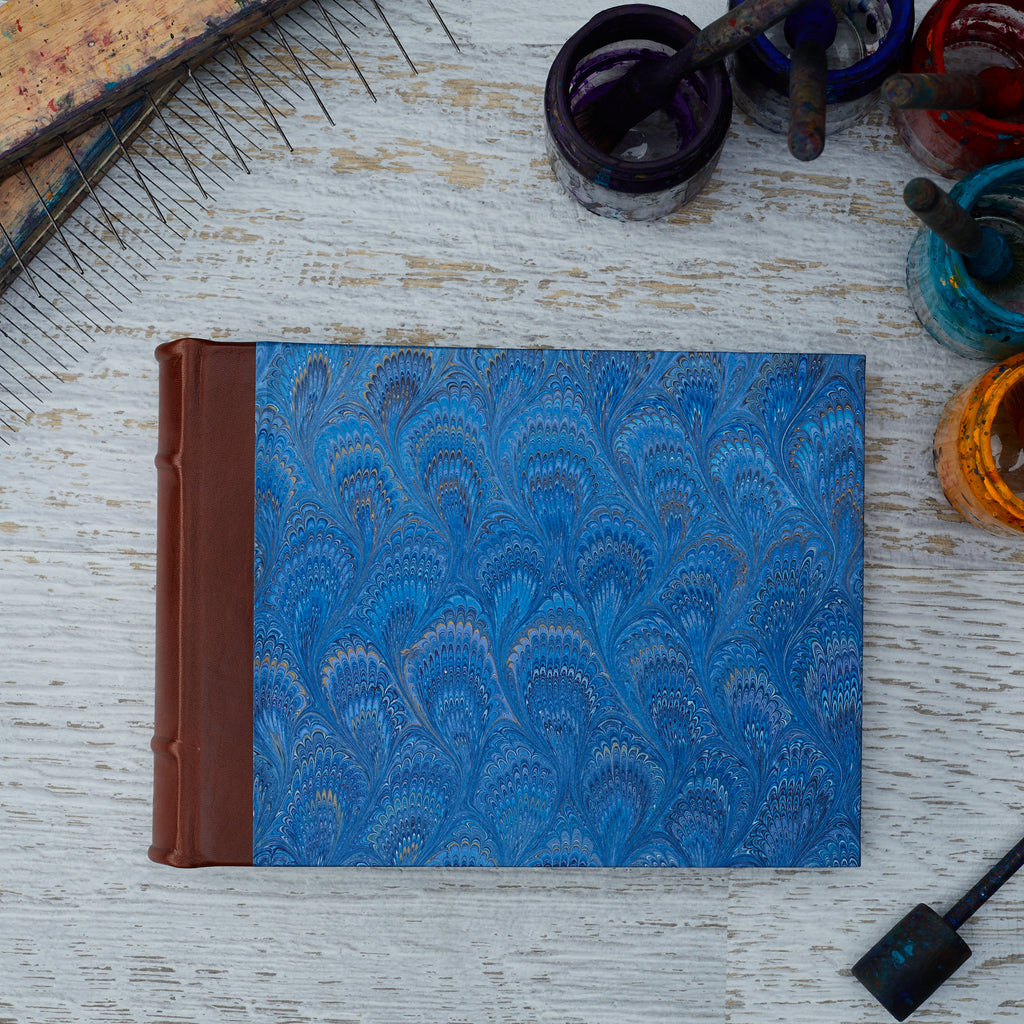 Hand Marbled Album with Leather Spine