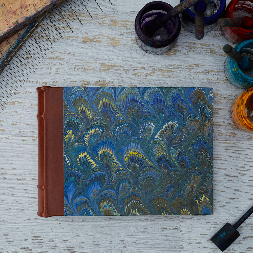 Hand Marbled Album with Leather Spine