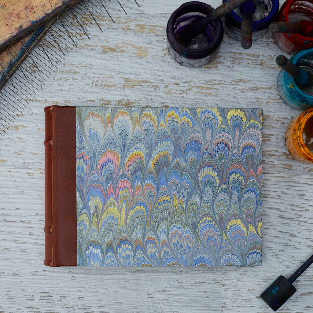 Hand Marbled Album with Leather Spine