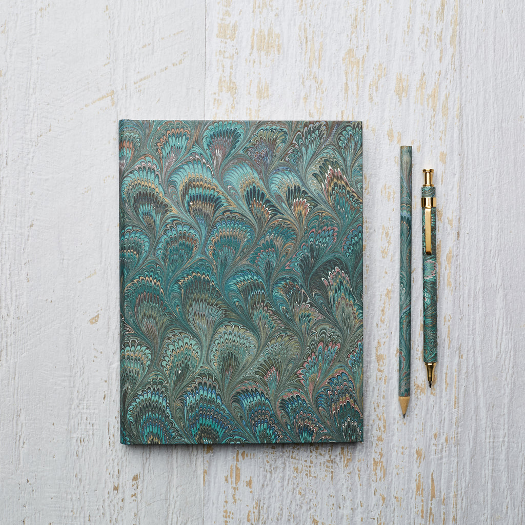 Marbled Paper Journal - Hard Cover - Unlined