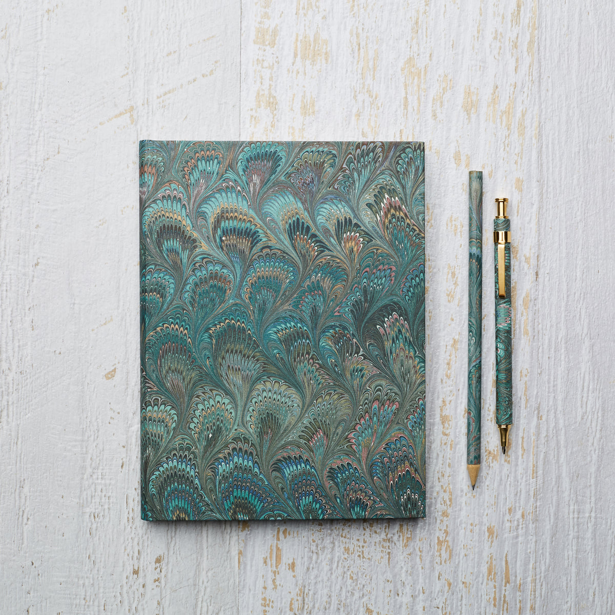 Marbled Paper Journal - Hard Cover - Unlined