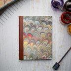 Leather & Marbled Paper Journal - Hard Cover - Unlined