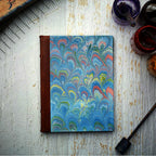Leather & Marbled Paper Journal - Hard Cover - Unlined