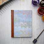 Leather & Marbled Paper Journal - Hard Cover - Unlined