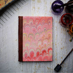 Leather & Marbled Paper Journal - Hard Cover - Unlined