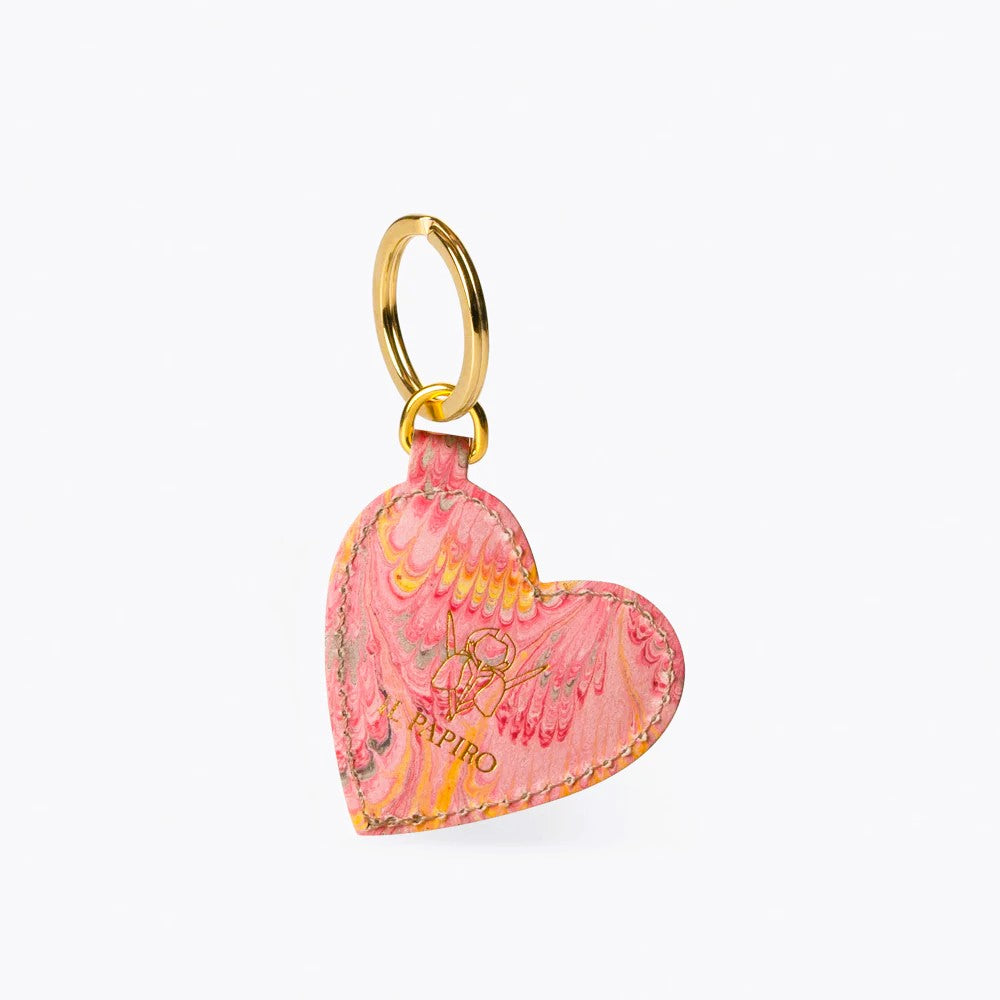 Marbled Heart Cotton Paper Key Ring