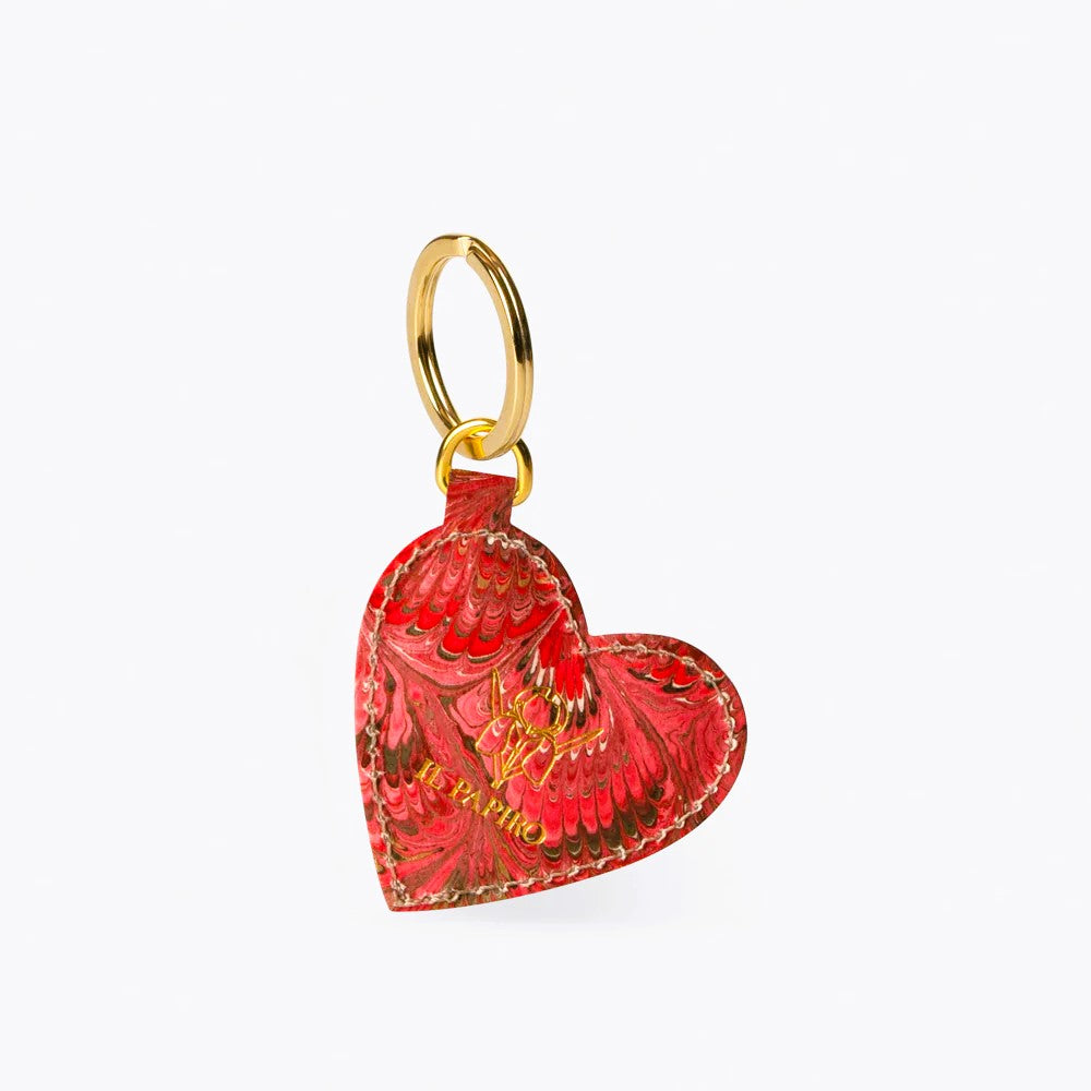 Marbled Heart Cotton Paper Key Ring