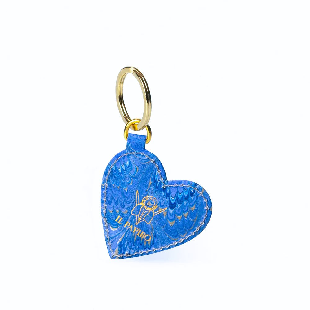 Marbled Heart Cotton Paper Key Ring
