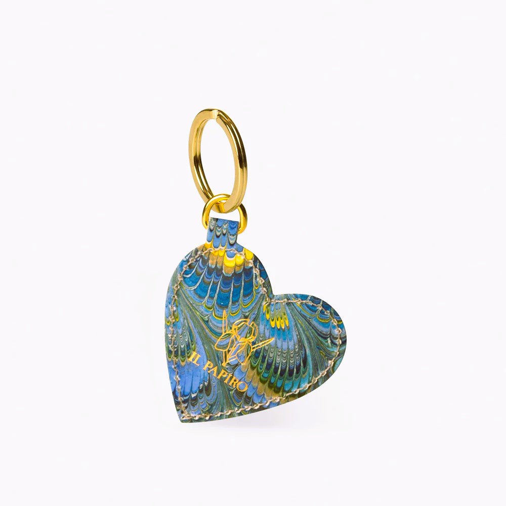Marbled Heart Cotton Paper Key Ring