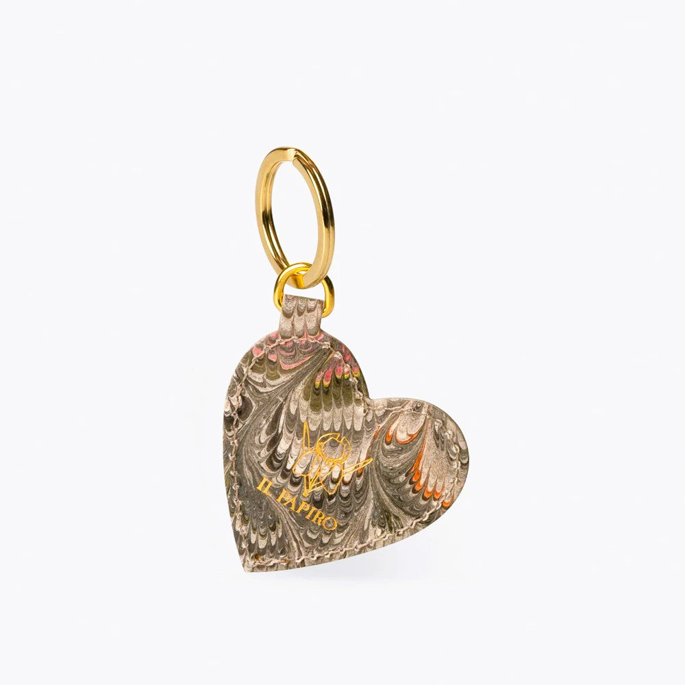 Marbled Heart Cotton Paper Key Ring