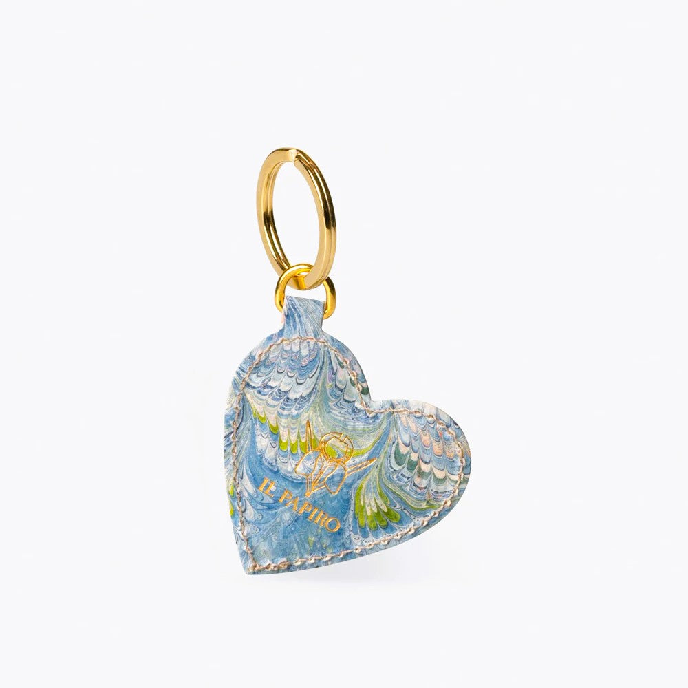 Marbled Heart Cotton Paper Key Ring