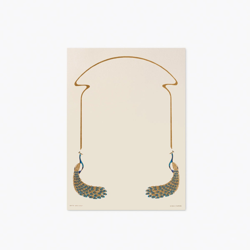 Navy and Gold Peacock Stationery Set