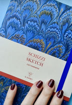 Marbled Paper Sketch Book - Soft Cover - Unlined - With Elastic