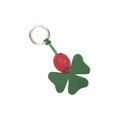 Lady Bug on Four leaf Clover Leather Key Ring