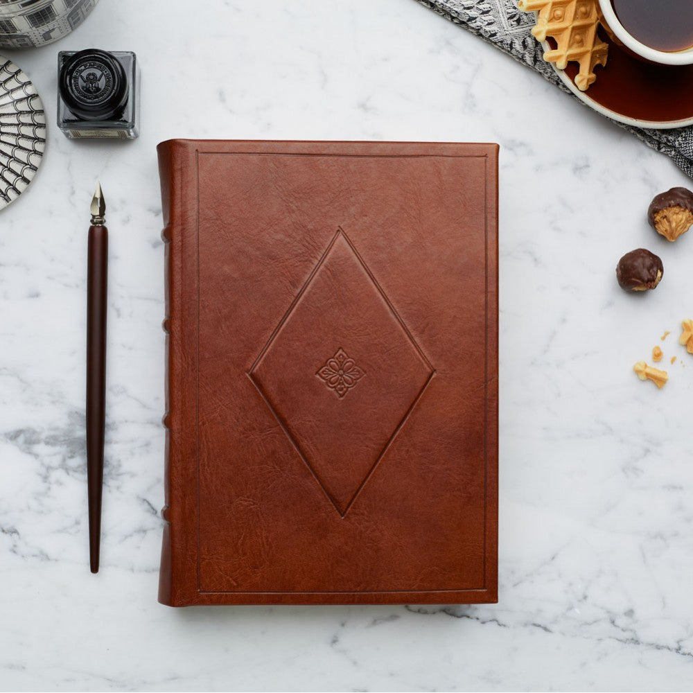 Leather Journal - Hard Cover - Unlined - Diamond Emboss