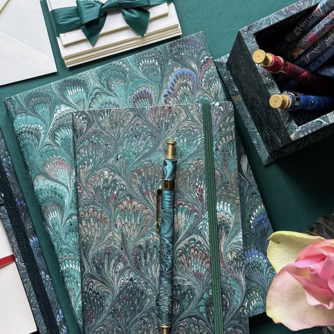 Marbled Paper Journal - Soft Cover - Dotted - With Elastic