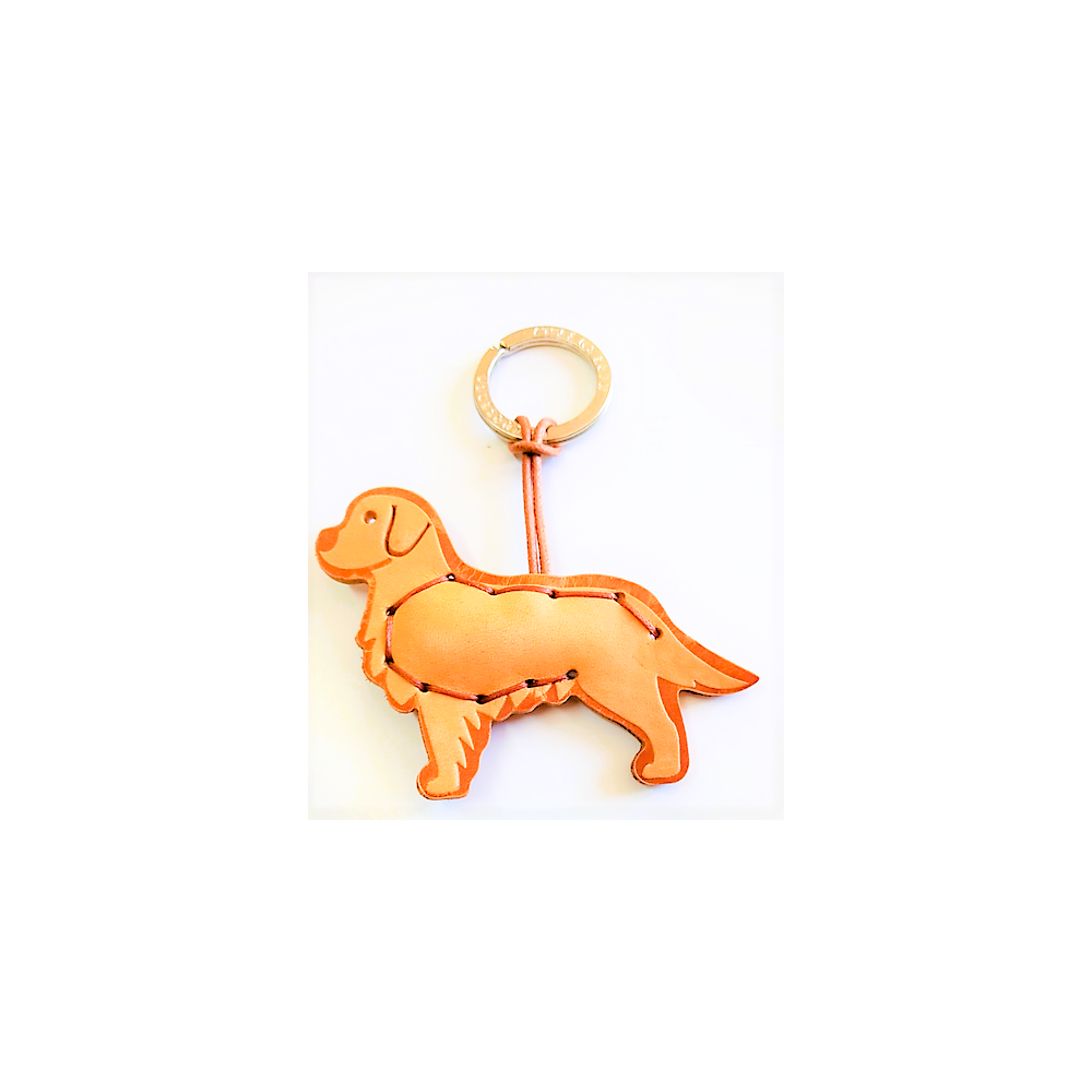Golden Retriever Leather Key Ring