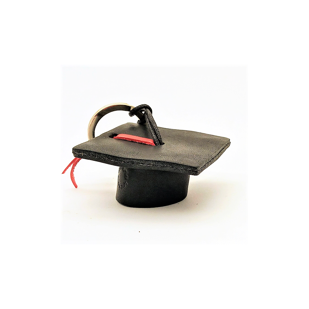 Graduation Cap Leather Key Ring
